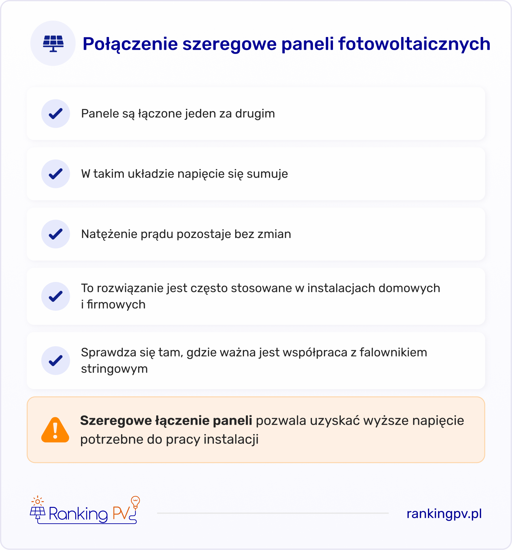 połączenie szeregowe paneli fotowoltaicznych